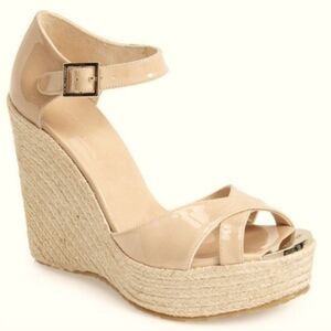 Jimmy Choo 'Pallis' Pat Nude Patent Leather Wedge Sandal (Nordstrom Excl…